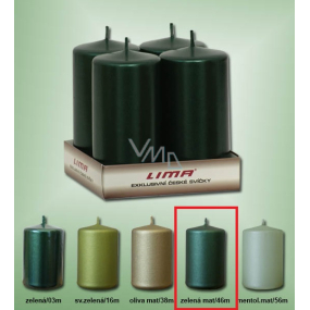 Lima Metal green matt candle cylinder 50 x 100 mm 4 pieces