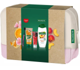 Palmolive UP! Citrus & Peach shower gel 200 ml + Smoothies Refreshing Peach shower cream 500 ml + Colgate Max White Charcoal whitening toothpaste 75 ml + toothbrush + cosmetic bag, cosmetic set for women