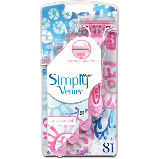 Gillette Simply Venus3 Razor with 3 Blades 8 Pieces for Women