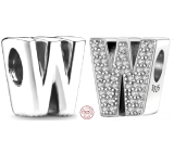Charm Sterling silver 925 Alphabet letter W, bead for bracelet