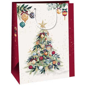 Ditipo Gift kraft bag 27 x 12 x 37 cm Christmas beige, Christmas tree decorated