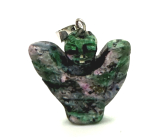 Ruby in zoisite Angel, angel wings pendant natural stone hand cut 25 x 21 x 5 mm, relieves stress