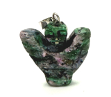 Anyolite / Ruby in Zoisite Angel, angel wings pendant natural stone hand-polished 25 x 21 x 5 mm, relieves stress
