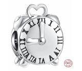 Charm Sterling silver 925 Alarm clock, clock, bead on bracelet symbol