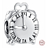 Charm Sterling silver 925 Alarm clock, clock, bead on bracelet symbol