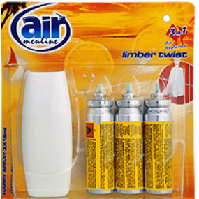 Air Menline Limber Twist Happy Air Freshener Spray + Refills 3 x 15 ml