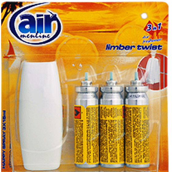 Air Menline Limber Twist Happy Air Freshener Complete Spray + Refills 3 x 15 ml