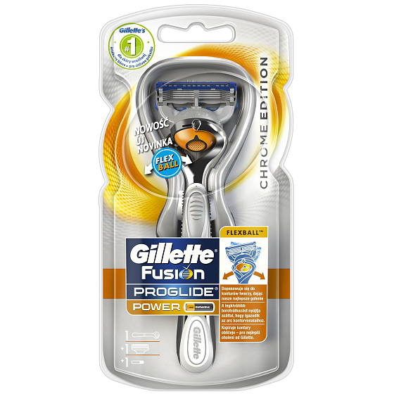 Gillette Fusion ProGlide Flexball Power Silver shaver + spare head 1 piece + battery 1 piece, for men