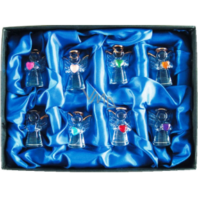 Angels made of glass with hearts in a box display 4.5 cm 8 pieces