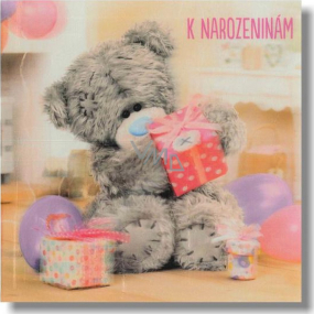 Me to You Congratulations to the envelope 3D Bear with three gifts and balloons 15.5 x 15.5 cm