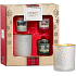 Yankee Candle Candlelit Cabin - Candlelight Cottage + Evergreen Mist - Forest Mist + Pomegranate Gin Fizz - Pomegranate Gin Fizz Votive Candle 4 x 49 g + Candlestick, Christmas Gift Set