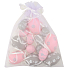 Eggs with flowers plastic for hanging 4 cm, 6 pieces + 6 cm, 6 pieces in organza