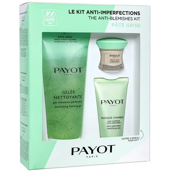 Payot Pate Grise Pate Grise Nettoyante cleansing gel 200 ml + L Original SOS care against skin imperfections 15 ml + Charbon Masque multi-active face mask 50 ml, cosmetic set set 2020