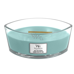 WoodWick Blue Java Banana - Hawaiian banana scented candle with wooden wide wick and boat lid 453 g