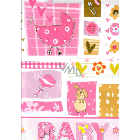 Nekupto Gift paper bag 32.5 x 26 x 13 cm Baby girl pink 1 piece 1558 30 KFL
