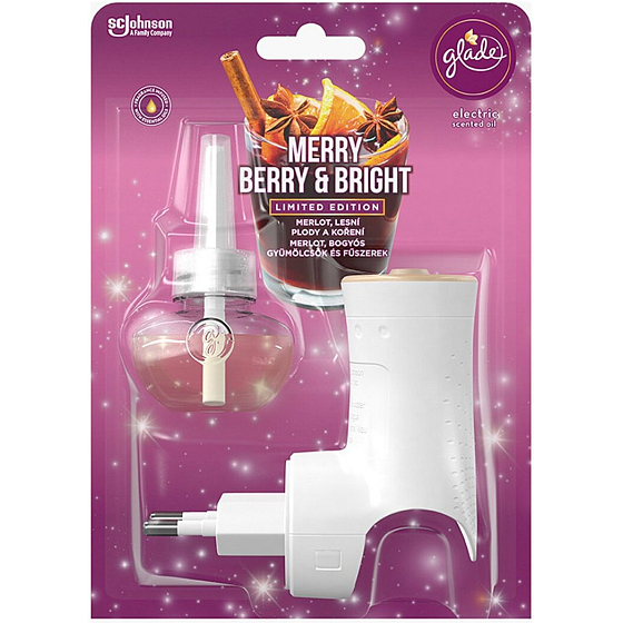 Glade Electric Scented Oil Merry Berry & Bright with the scent of merlot, berries and spices electric air freshener machine with liquid filling 20 ml