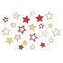 Wooden star red, gold and natural 2,5 cm 12 pieces + 3,5 cm 12 pieces