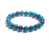 Tiger's eye blue bracelet elastic natural stone, ball 8 mm / 16-17 cm, stone of sun and earth, brings luck and wealth