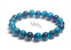 Tiger's eye blue bracelet elastic natural stone, ball 8 mm / 16-17 cm, stone of sun and earth, brings luck and wealth