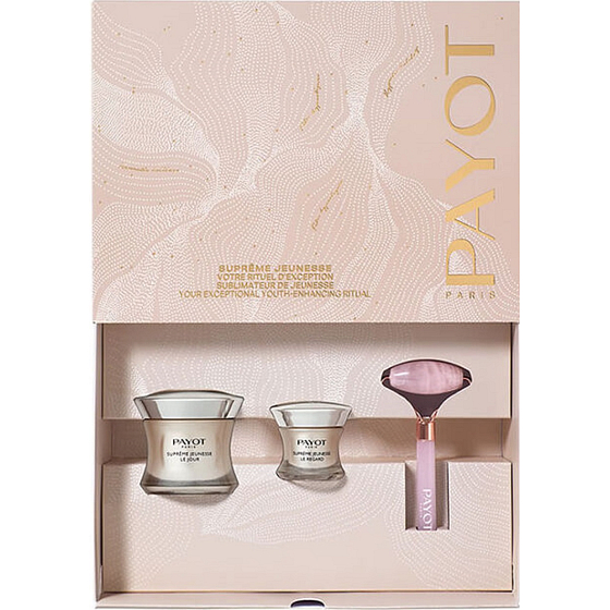 Payot Supreme Jeunesse Le Jour day cream with rejuvenating effect 50 ml + Supreme Jeunesse Regard anti-wrinkle eye cream 15 ml + massage roller for face, cosmetic set for women
