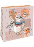 Nekupto Luxury paper gift bag 23 x 23 x 10 cm Teddy bear with foxes