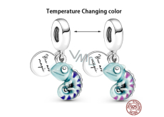 Charm Sterling silver 925 Thermo - Chameleon that changes colors, 2in1 animal bracelet pendant