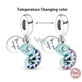 Charm Sterling silver 925 Thermo - Chameleon that changes colors, 2in1 animal bracelet pendant