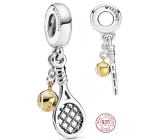 Sterling silver 925 Tennis racket and ball, 2in1 sport bracelet pendant