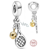 Sterling silver 925 Tennis racket and ball, 2in1 sport bracelet pendant