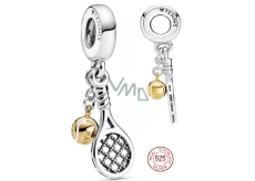 Sterling silver 925 Tennis racket and ball, 2in1 sport bracelet pendant