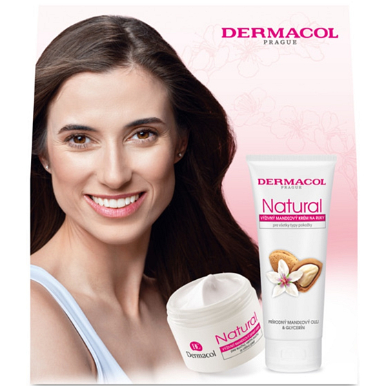 Dermacol Natural Nourishing Almond Day Cream for dry, very dry and sensitive skin 50 ml + Nourishing Almond Hand Cream 100 ml, cosmetic set for women