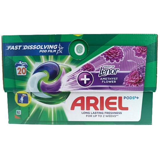 Ariel +Touch Of Lenor Amethyst Flower gel capsules for long-lasting freshness 20 pieces