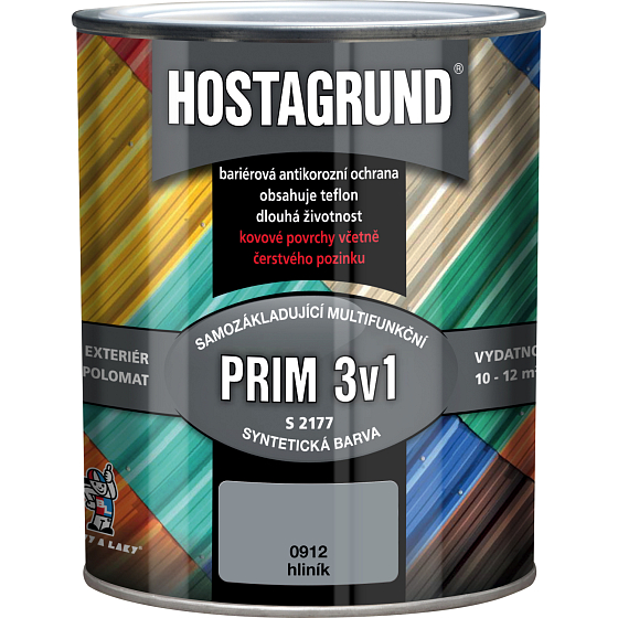 Hostagrund Prim 3v1 S2177 base and top coat for metal, 0912 aluminum, 600 ml