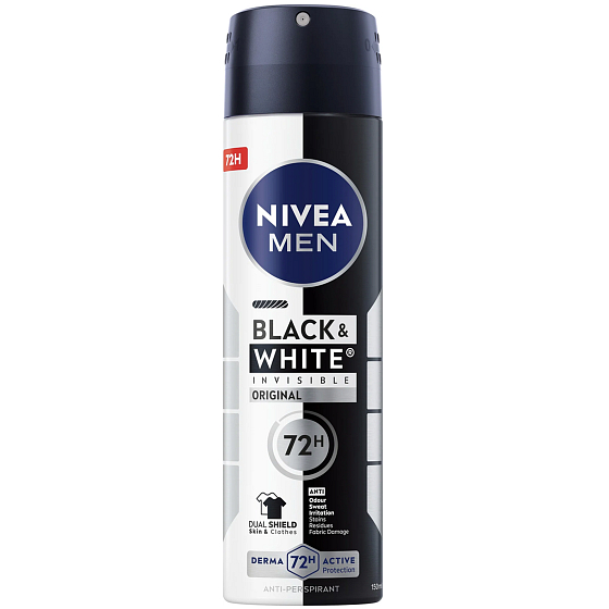 Nivea Men Black & White Invisible Original Antiperspirant, 150 ml
