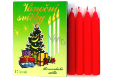 Romantic light Christmas candles- box, burning 90 minutes red 12 pieces
