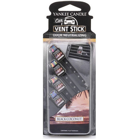 Yankee Candle Black Coconut - Black Coconut Scented Car Vent Sticks 4 pieces 29 g