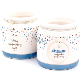 Nekupto Ceramic Candle Holder with the Name Zuzana, 8 x 7.5 cm