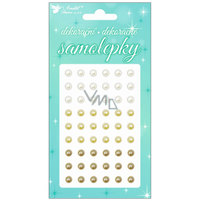 White, cream, copper decorative pearl stickers 12 x 8 cm