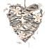 Heart from twigs with flowers and bow ties 24 cm