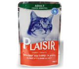 Plaisir Cat with beef and turkey meat complete cat food pouch 100 g