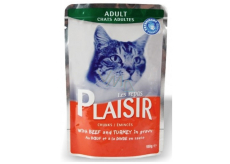Plaisir Cat with beef and turkey meat complete cat food pouch 100 g