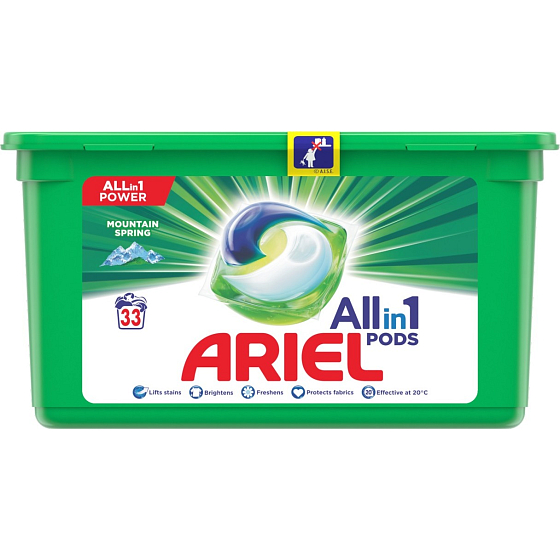 Ariel All-in-1 Pods Mountain Spring laundry gel capsules 33 pieces 831.6 g