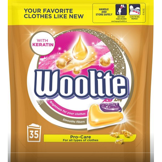 Woolite Pro-Care Keratin gel capsules for washing delicate laundry, softens and protects XL fibers 35 pieces