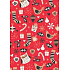 Ditipo Gift wrapping paper 70 x 200 cm Christmas KRAFT red owls socks gifts