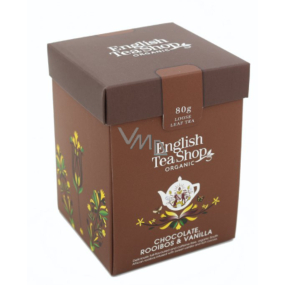 English Tea Shop Organic Rooibos Chocolate and Vanilla Loose Leaf Tea 80 g + Wooden Scoop with Clip