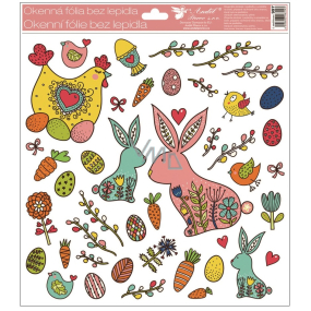 Window foil without glue Pink hare 30 x 33.5 cm