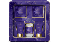 Grace Cole Lavender Sleep Therapy cleansing gel 75 ml + body cream 75 ml + bath crystals 100 g + bath pearls 80 g + flannel washcloth + tin box, cosmetic set for women