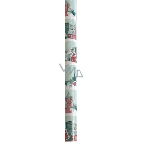 Nekupto Christmas gift wrapping paper 70 x 500 cm Light green with houses