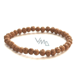 Rudraksha elastic bracelet made of natural seed, ball 6 mm / 16 - 17 cm