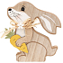Wooden rabbit with carrot 14 cm